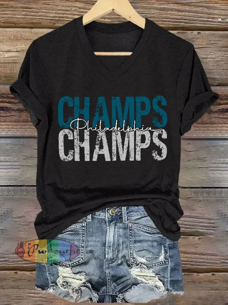 Women’s Football Fans Lovers Gameday Casual short-sleeved T-shirt Black / S
