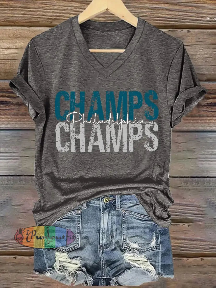 Women’s Football Fans Lovers Gameday Casual short-sleeved T-shirt Gray / S
