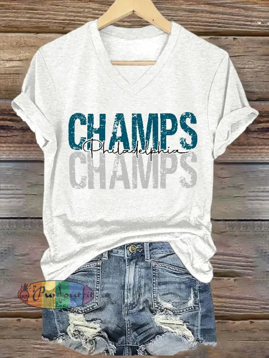 Women’s Football Fans Lovers Gameday Casual short-sleeved T-shirt White / S