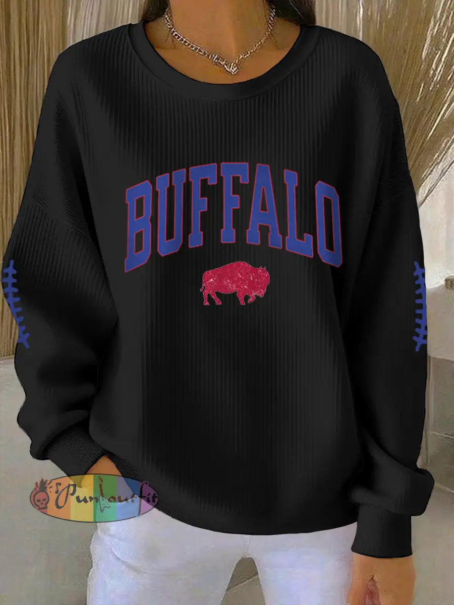 Women’s Football Fans Lovers Gameday Casual Sweatshirt Black / S
