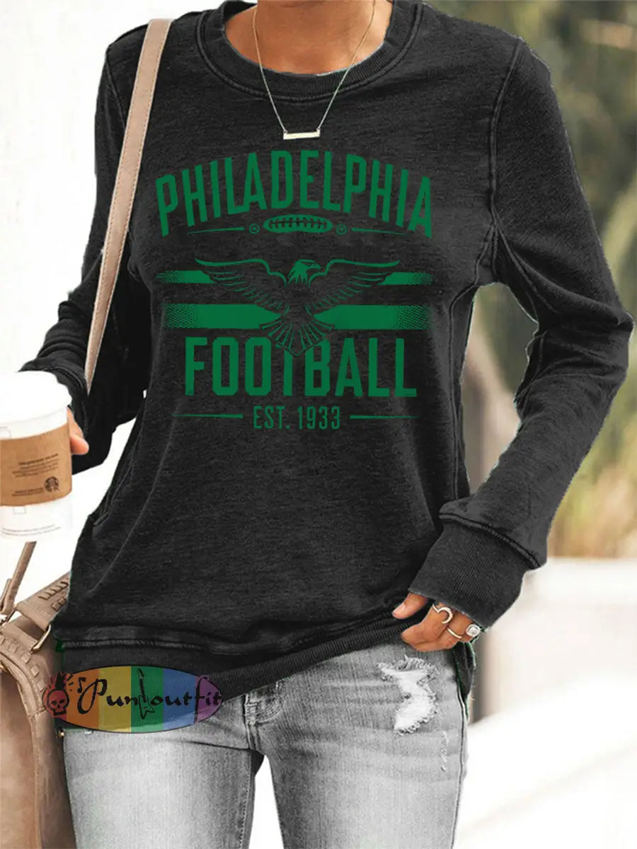 Women’s Football Fans Lovers Gameday Casual Sweatshirt Black / S