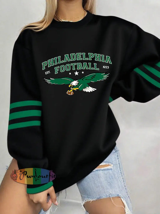 Women’s Football Fans Lovers Gameday Casual Sweatshirt Black / S