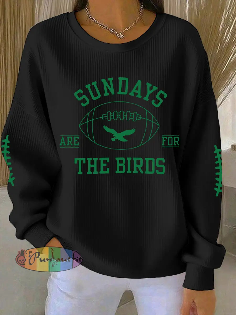 Women’s Football Fans Lovers Gameday Casual Sweatshirt Black / S