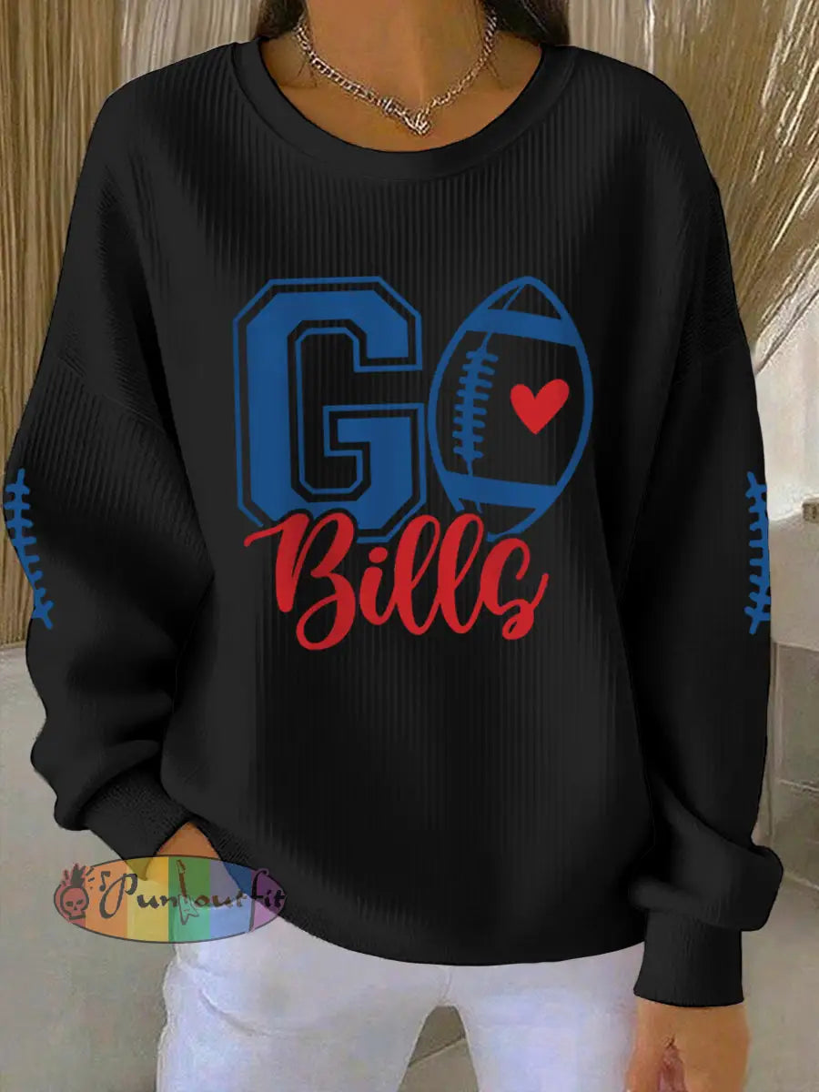 Women’s Football Fans Lovers Gameday Casual Sweatshirt Black / S