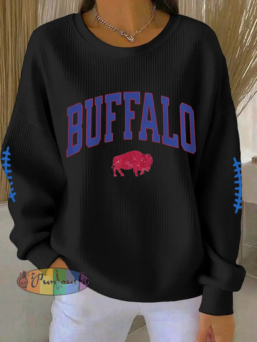 Women’s Football Fans Lovers Gameday Casual Sweatshirt Black / S