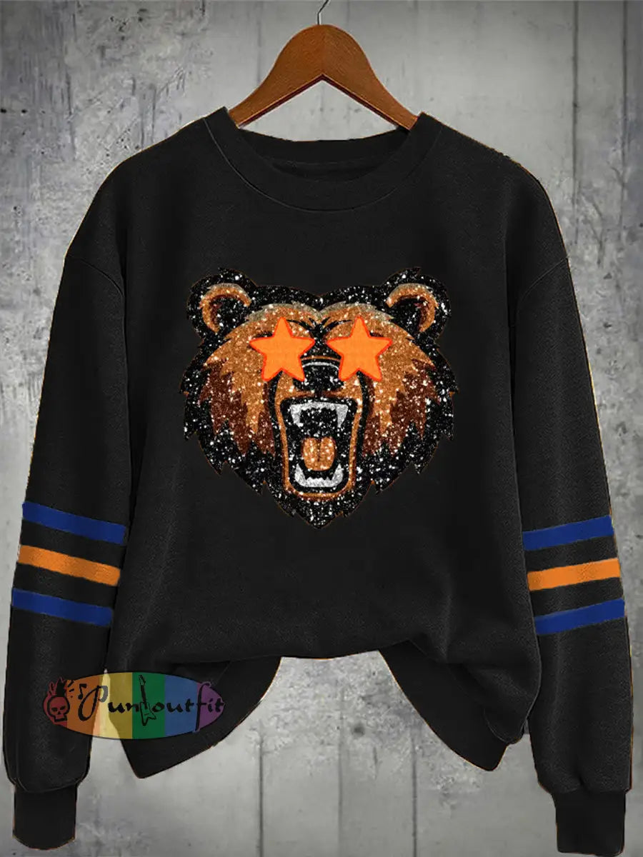 Women’s Football Fans Lovers Gameday Casual Sweatshirt Black / S