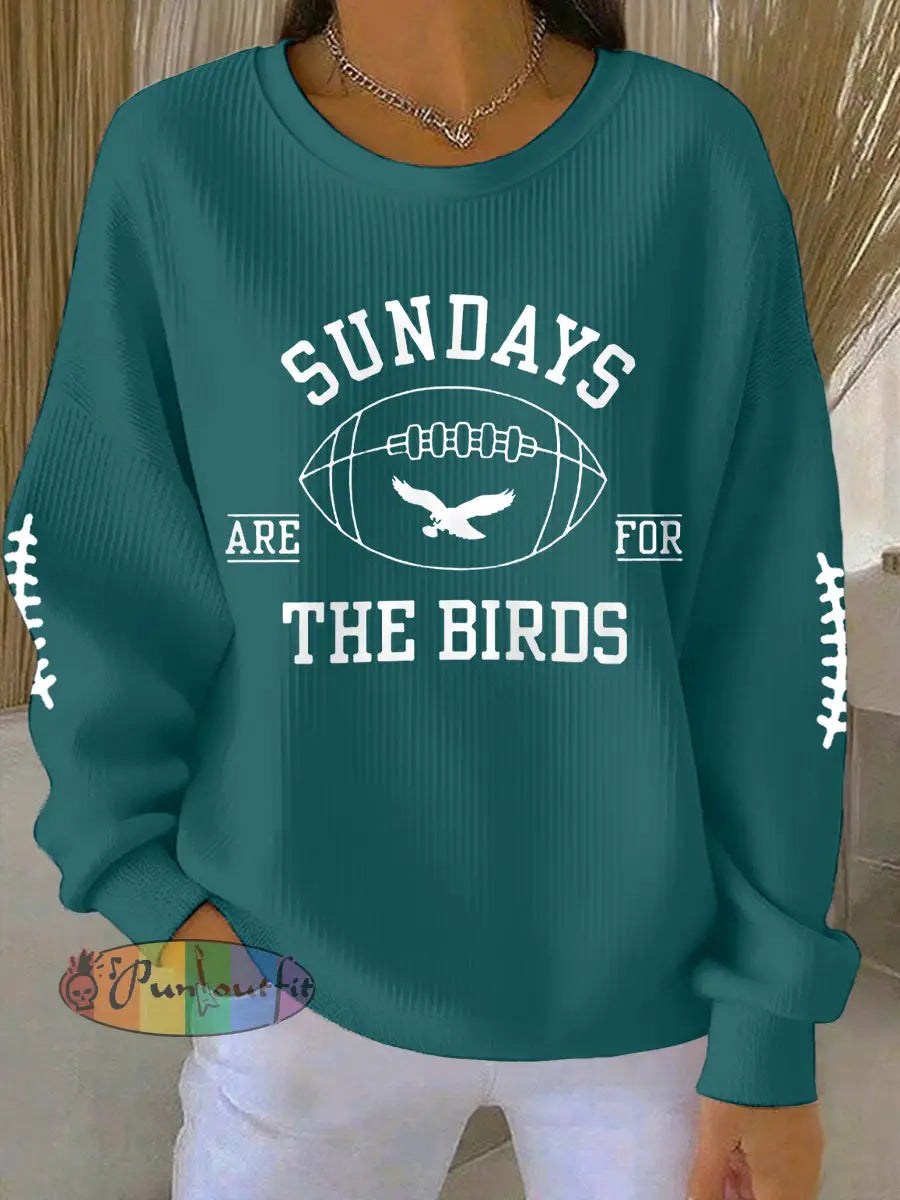 Women’s Football Fans Lovers Gameday Casual Sweatshirt Blue-Green / S