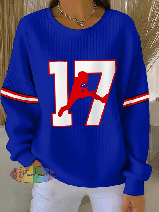 Women’s Football Fans Lovers Gameday Casual Sweatshirt Blue / S