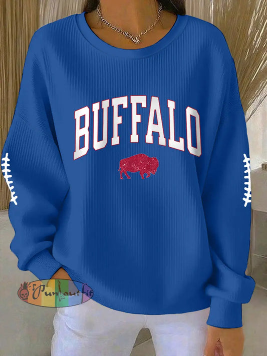 Women’s Football Fans Lovers Gameday Casual Sweatshirt Blue / S