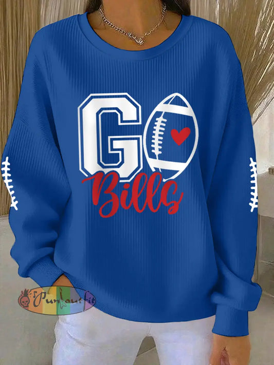 Women’s Football Fans Lovers Gameday Casual Sweatshirt Blue / S