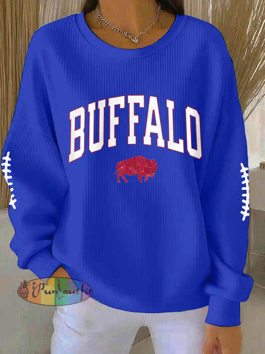 Women’s Football Fans Lovers Gameday Casual Sweatshirt Blue / S