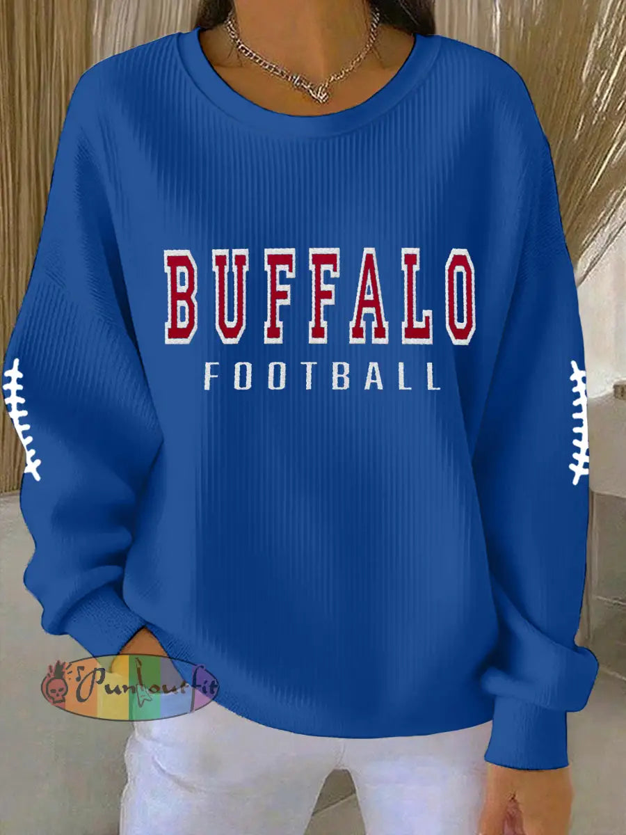 Women’s Football Fans Lovers Gameday Casual Sweatshirt Blue / S