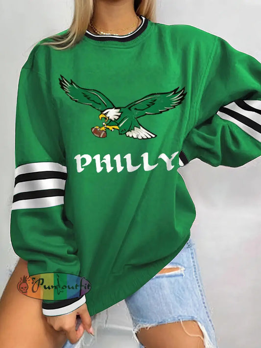 Women’s Football Fans Lovers Gameday Casual Sweatshirt Green / S