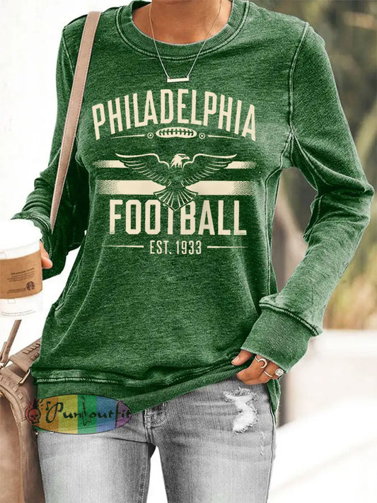 Women’s Football Fans Lovers Gameday Casual Sweatshirt Green / S