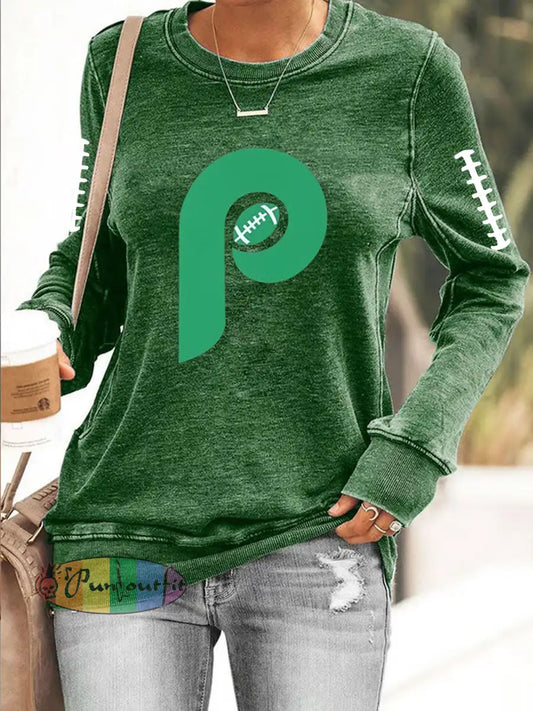 Women’s Football Fans Lovers Gameday Casual Sweatshirt Green / S