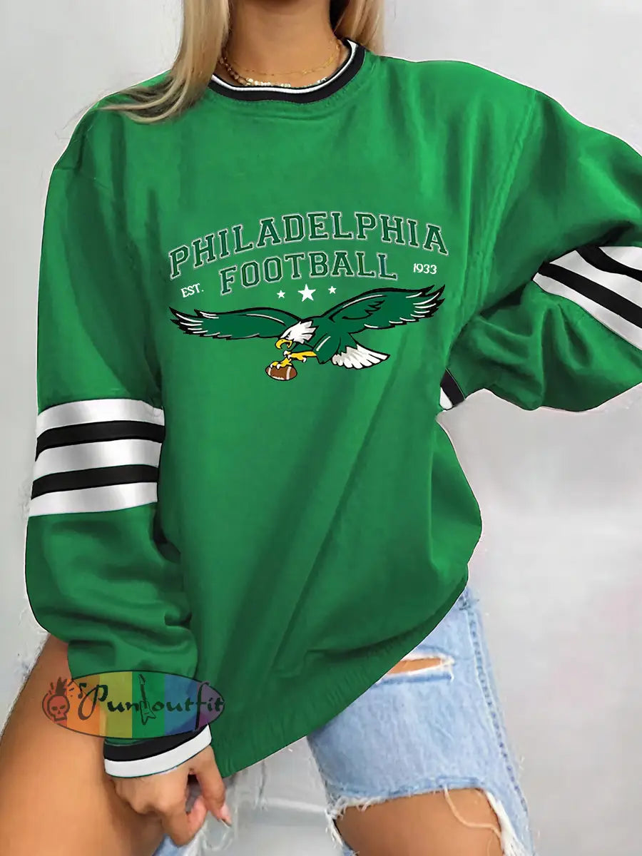 Women’s Football Fans Lovers Gameday Casual Sweatshirt Green / S