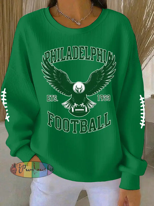 Women’s Football Fans Lovers Gameday Casual Sweatshirt Green / S