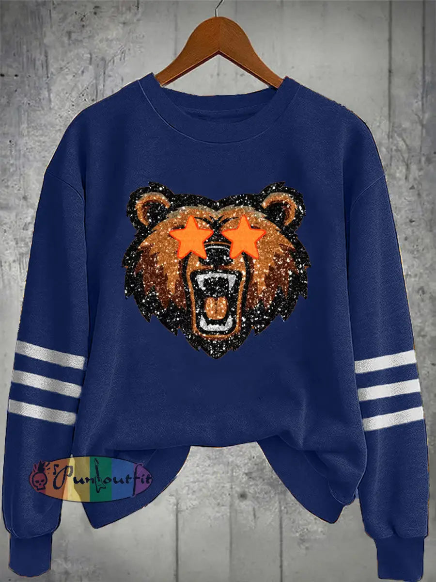 Women’s Football Fans Lovers Gameday Casual Sweatshirt Navy Blue / S