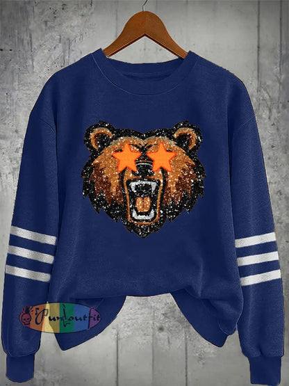 Women’s Football Fans Lovers Gameday Casual Sweatshirt Navy Blue / S