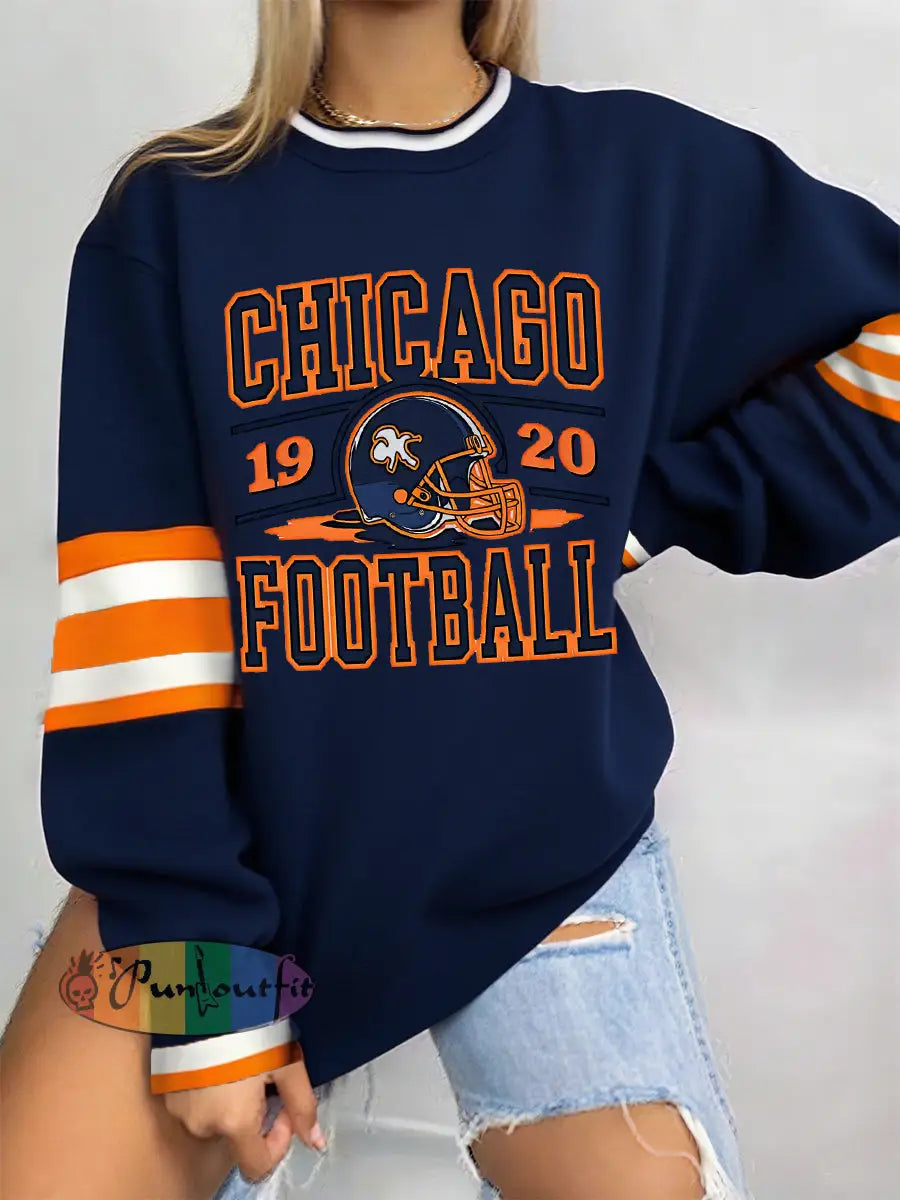 Women’s Football Fans Lovers Gameday Casual Sweatshirt Navy Blue / S