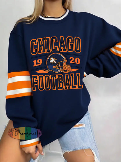 Women’s Football Fans Lovers Gameday Casual Sweatshirt Navy Blue / S