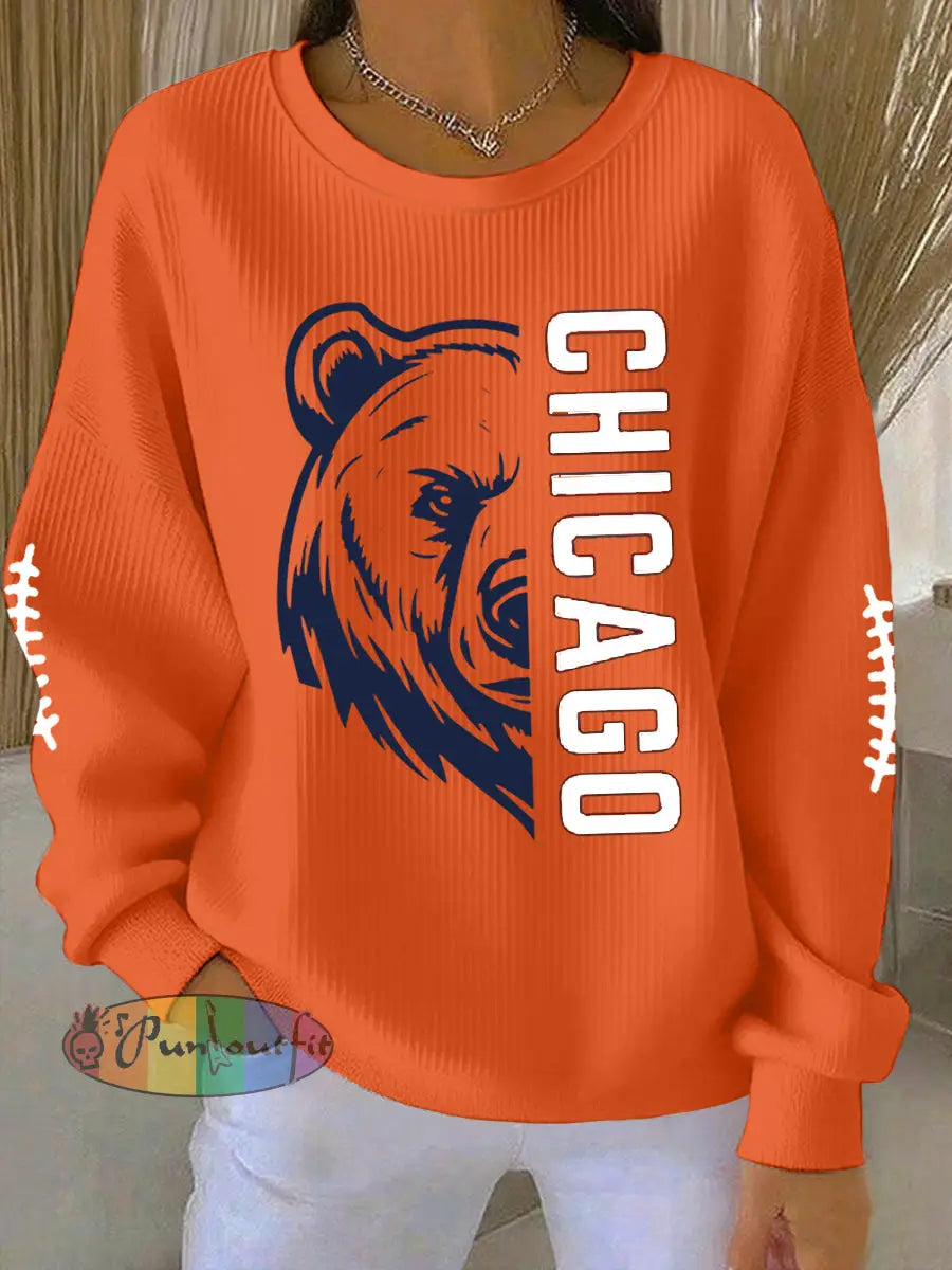 Women’s Football Fans Lovers Gameday Casual Sweatshirt Orange / S