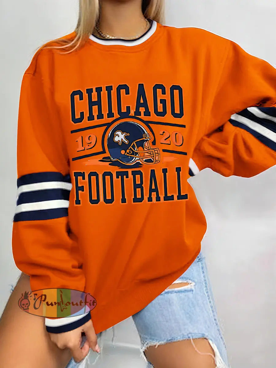 Women’s Football Fans Lovers Gameday Casual Sweatshirt Orange / S