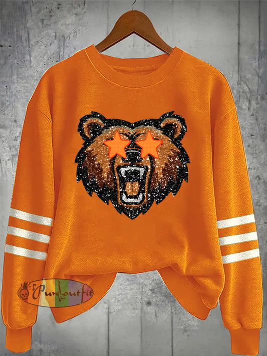 Women’s Football Fans Lovers Gameday Casual Sweatshirt Orange / S