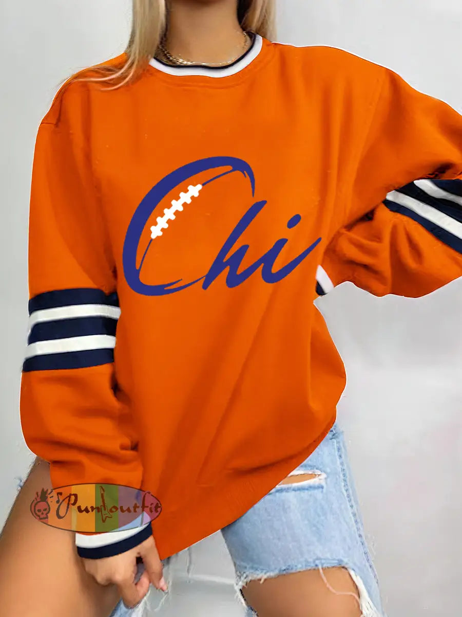 Women’s Football Fans Lovers Gameday Casual Sweatshirt Orange / S