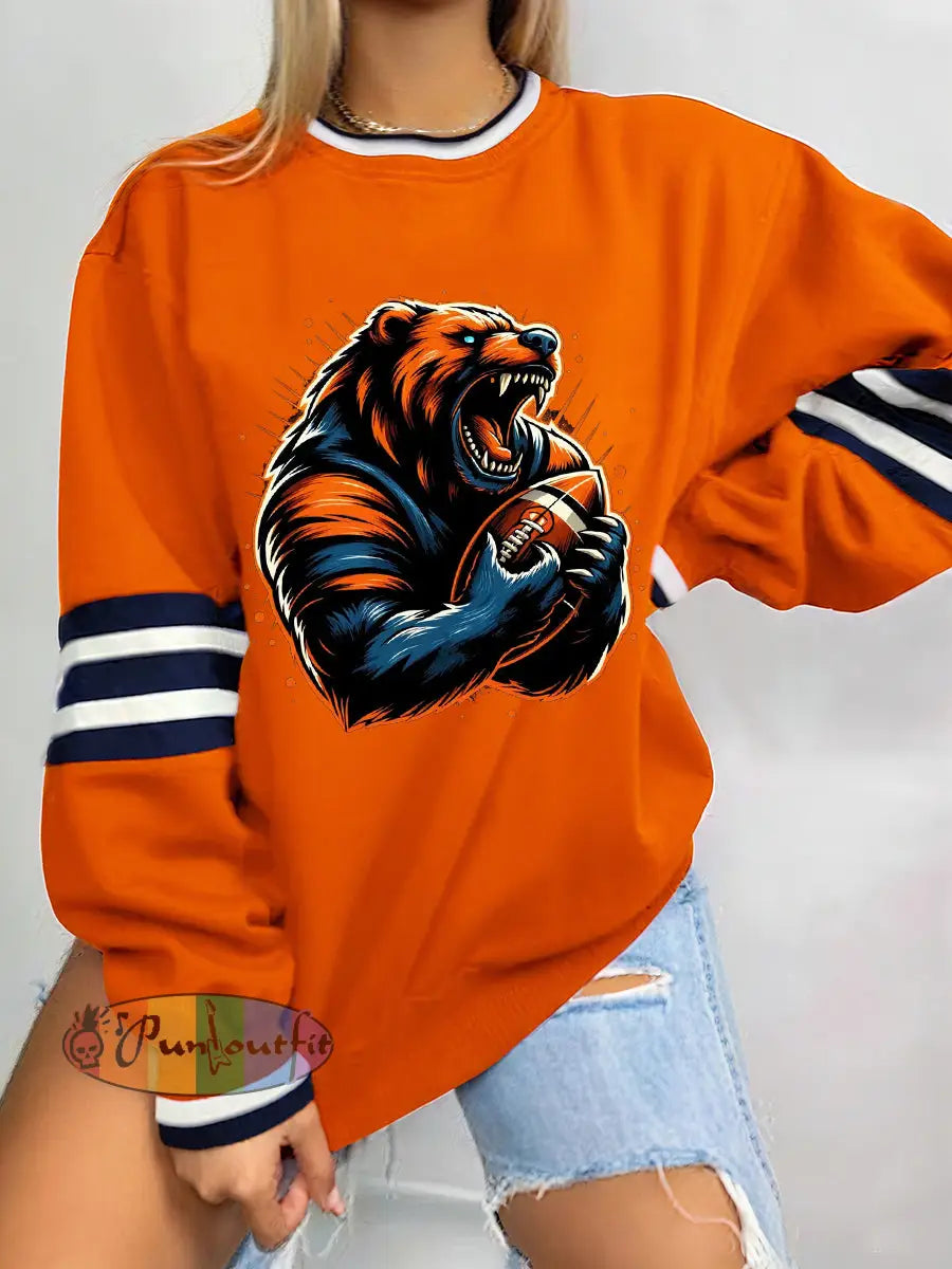 Women’s Football Fans Lovers Gameday Casual Sweatshirt Orange / S