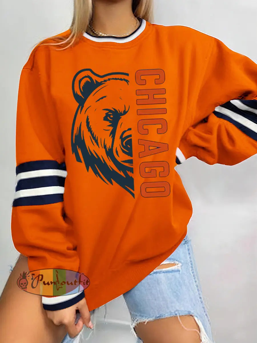 Women’s Football Fans Lovers Gameday Casual Sweatshirt Orange / S