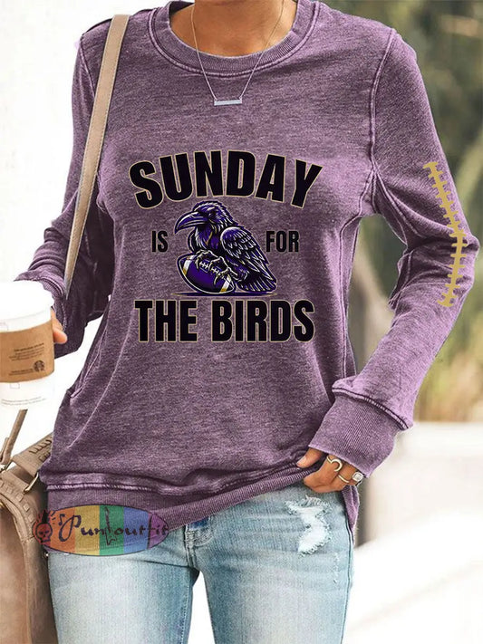 Women’s Football Fans Lovers Gameday Casual Sweatshirt Purple / S