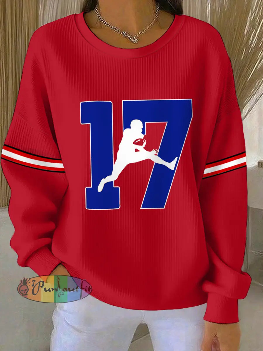 Women’s Football Fans Lovers Gameday Casual Sweatshirt Red / S