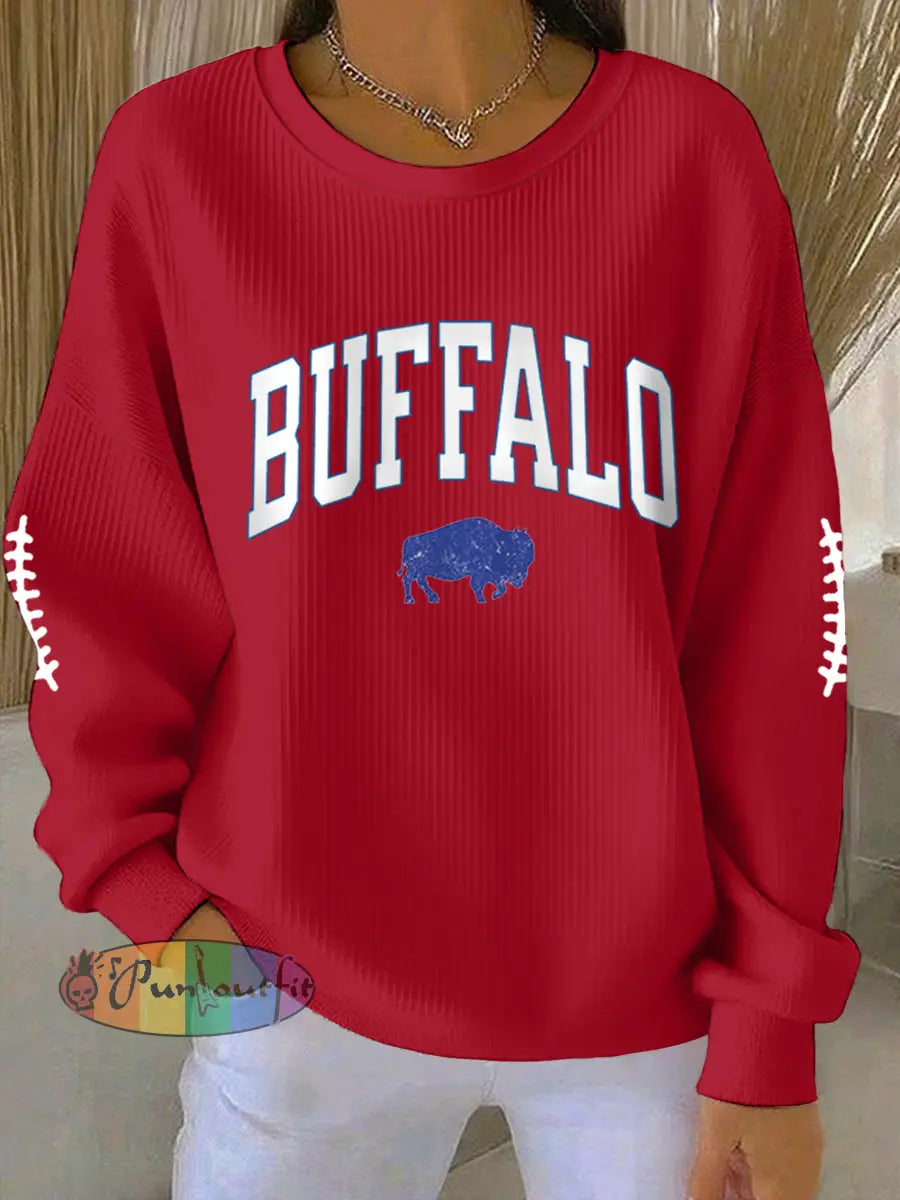 Women’s Football Fans Lovers Gameday Casual Sweatshirt Red / S