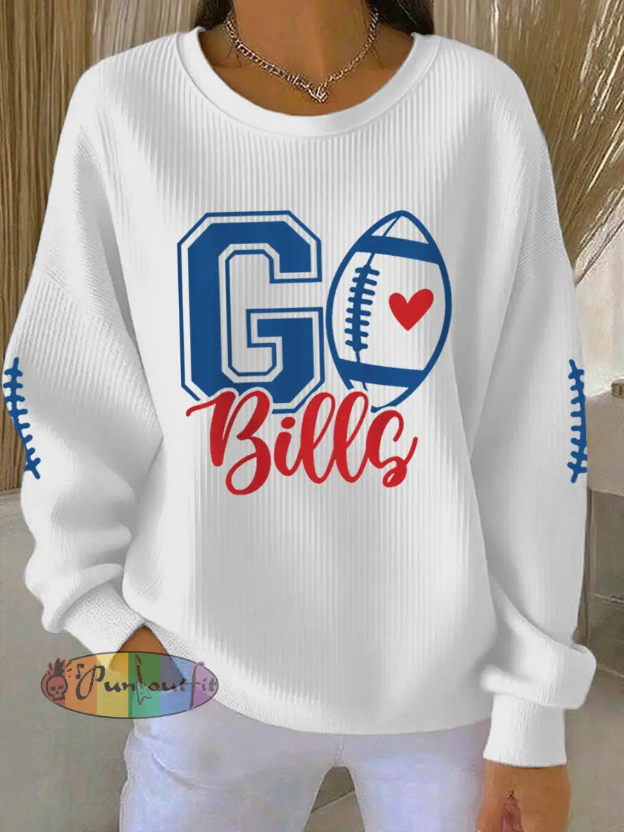 Women’s Football Fans Lovers Gameday Casual Sweatshirt White / S