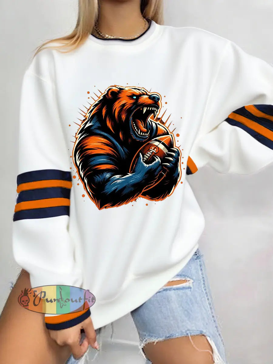 Women’s Football Fans Lovers Gameday Casual Sweatshirt White / S