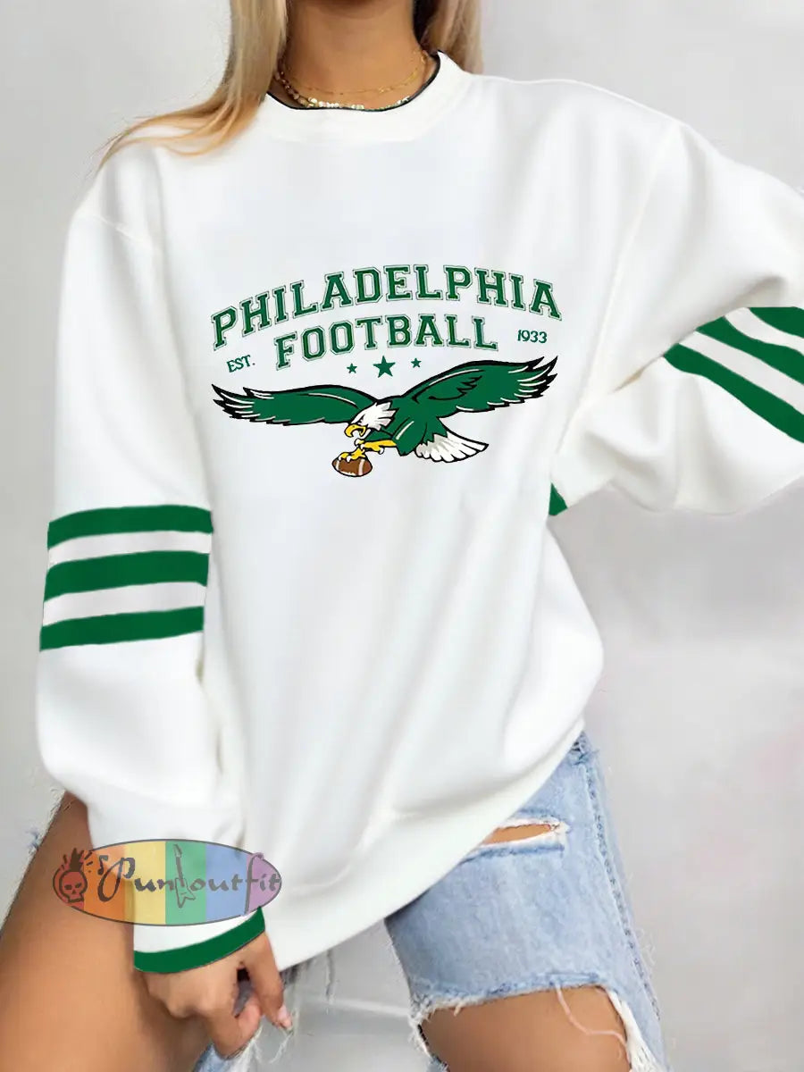 Women’s Football Fans Lovers Gameday Casual Sweatshirt White / S