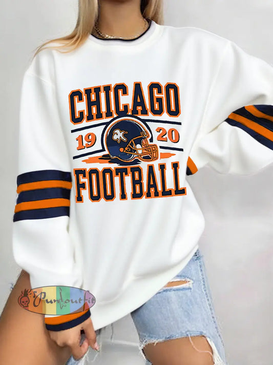Women’s Football Fans Lovers Gameday Casual Sweatshirt White / S