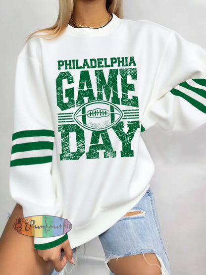 Women’s Football Fans Lovers Gameday Casual Sweatshirt White / S
