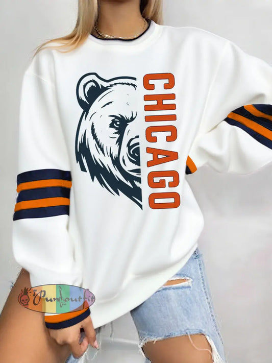 Women’s Football Fans Lovers Gameday Casual Sweatshirt White / S