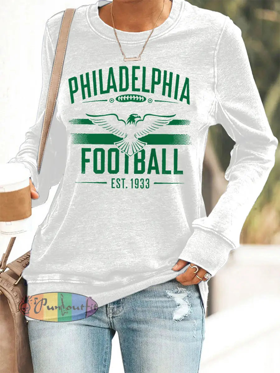 Women’s Football Fans Lovers Gameday Casual Sweatshirt White / S