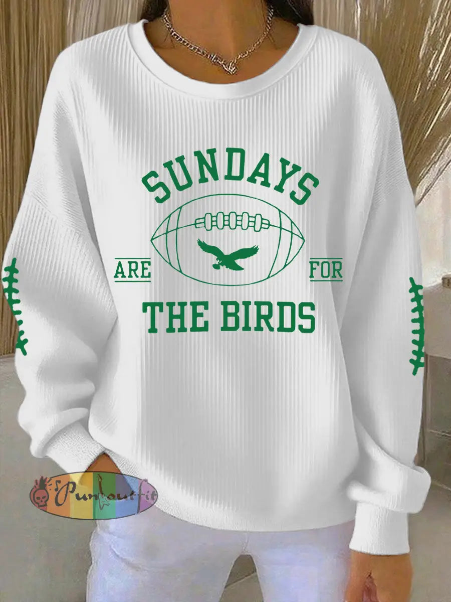 Women’s Football Fans Lovers Gameday Casual Sweatshirt White / S