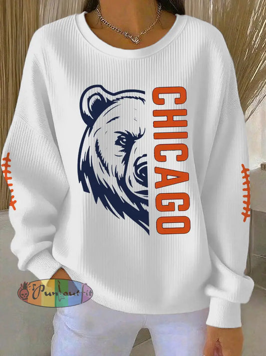 Women’s Football Fans Lovers Gameday Casual Sweatshirt White / S