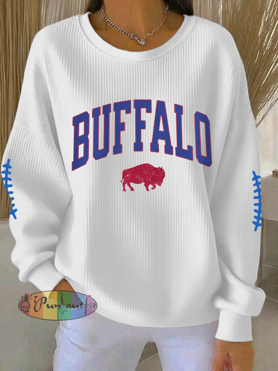 Women’s Football Fans Lovers Gameday Casual Sweatshirt White / S