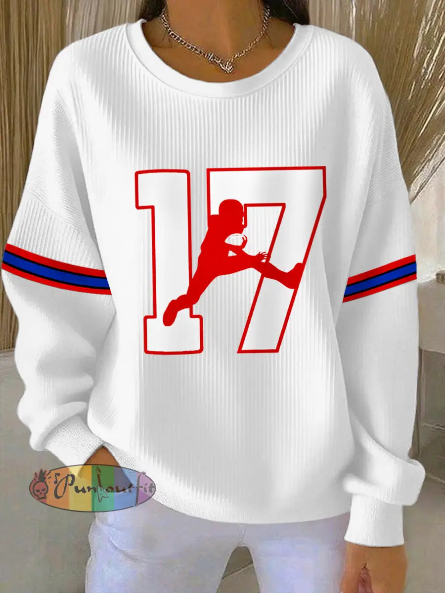 Women’s Football Fans Lovers Gameday Casual Sweatshirt White / S