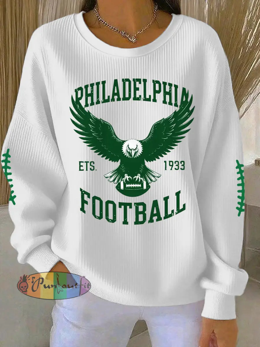 Women’s Football Fans Lovers Gameday Casual Sweatshirt White / S