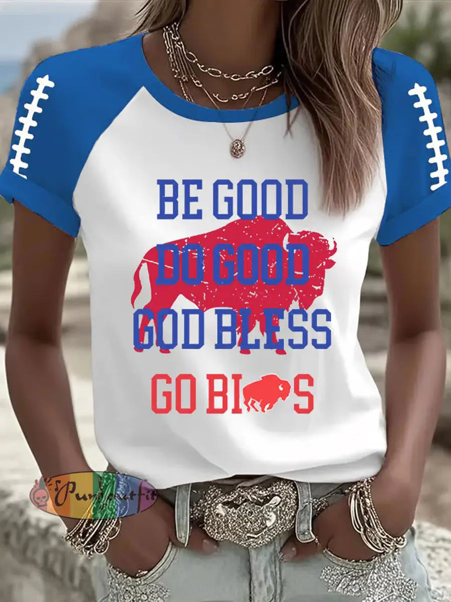 Women’s Football Fans Lovers Gameday Casual Tee Blue / S