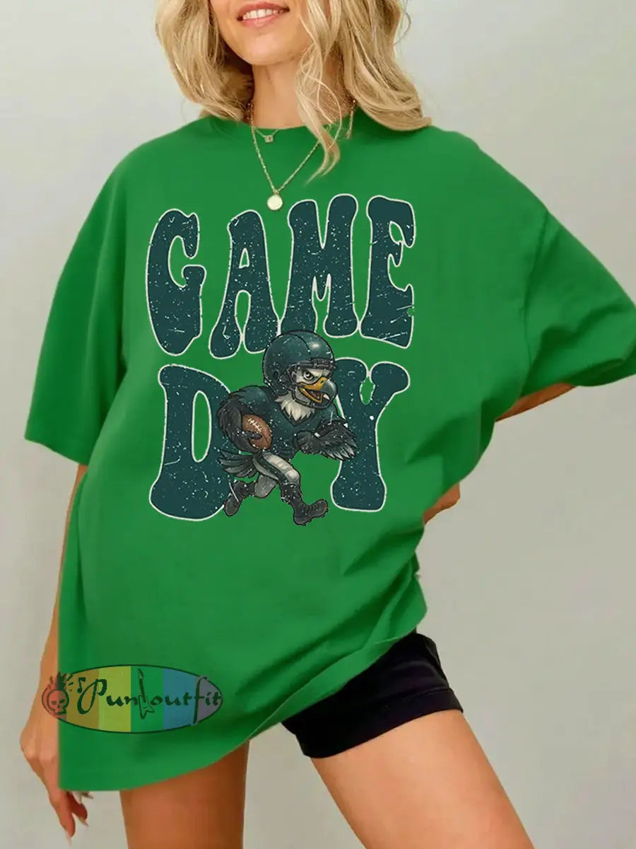 Women’s Football Fans Lovers Gameday Casual Tee Green / S