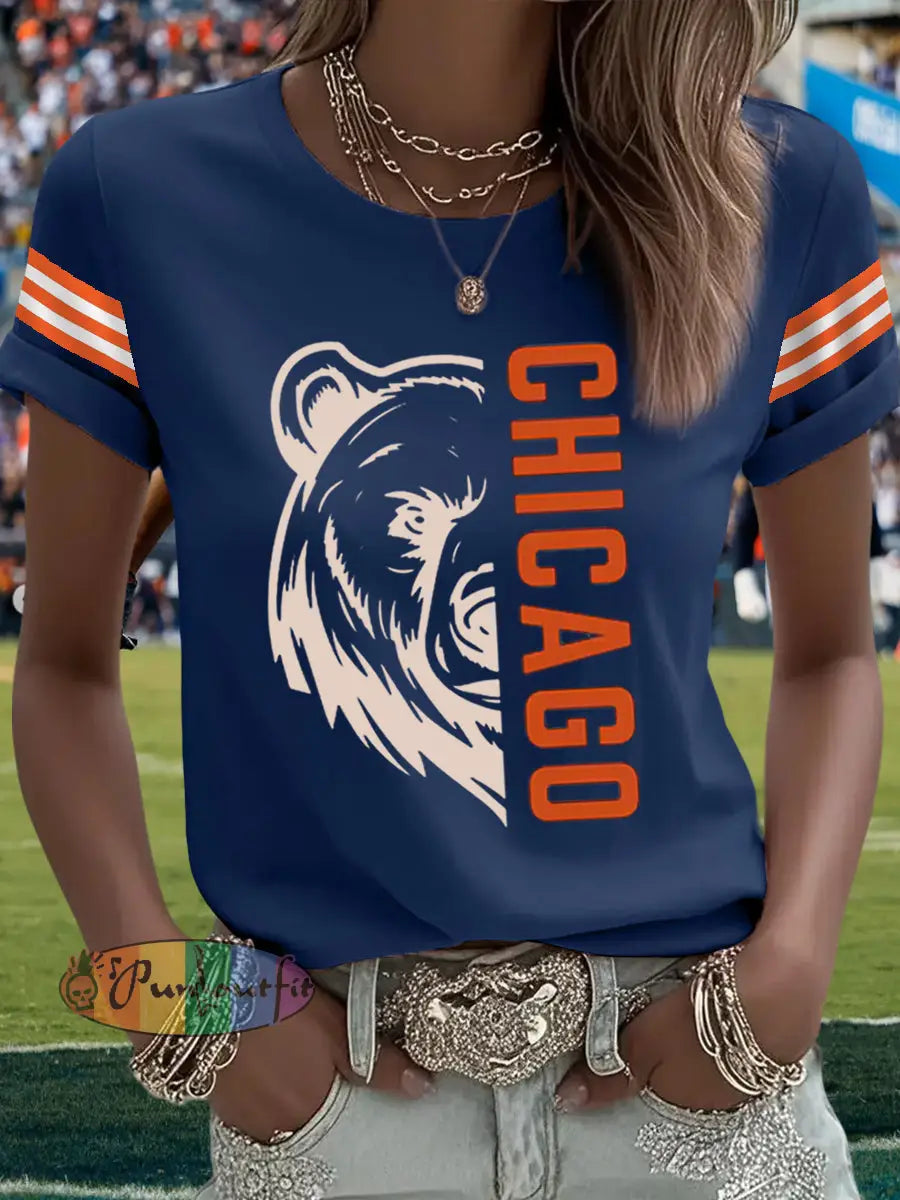 Women’s Football Fans Lovers Gameday Casual Tee Navy Blue / S