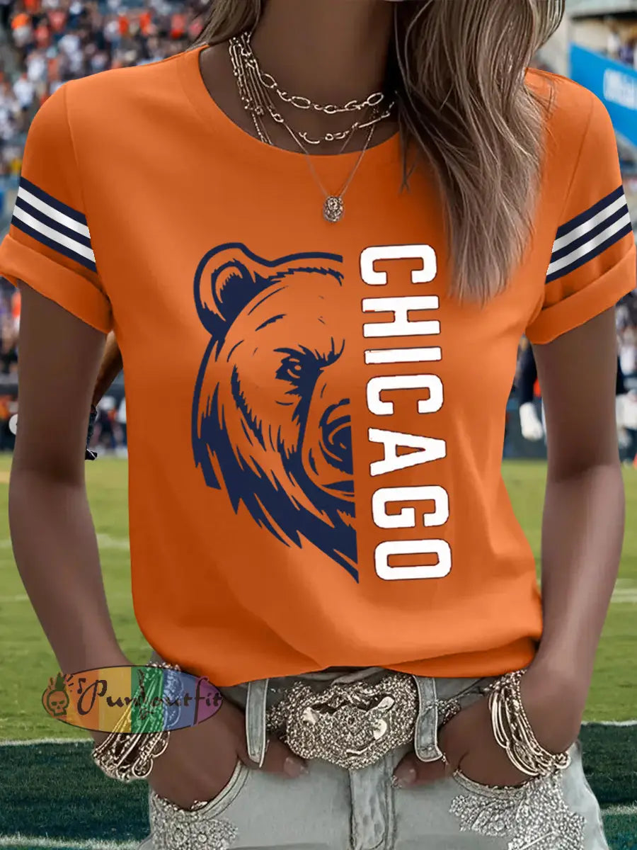 Women’s Football Fans Lovers Gameday Casual Tee Orange / S